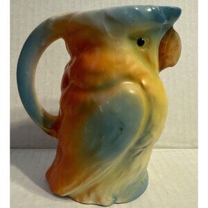 Art Pottery Czech Parrot Creamer Figural #31 Marked Beach Theme Kitchen Pastels